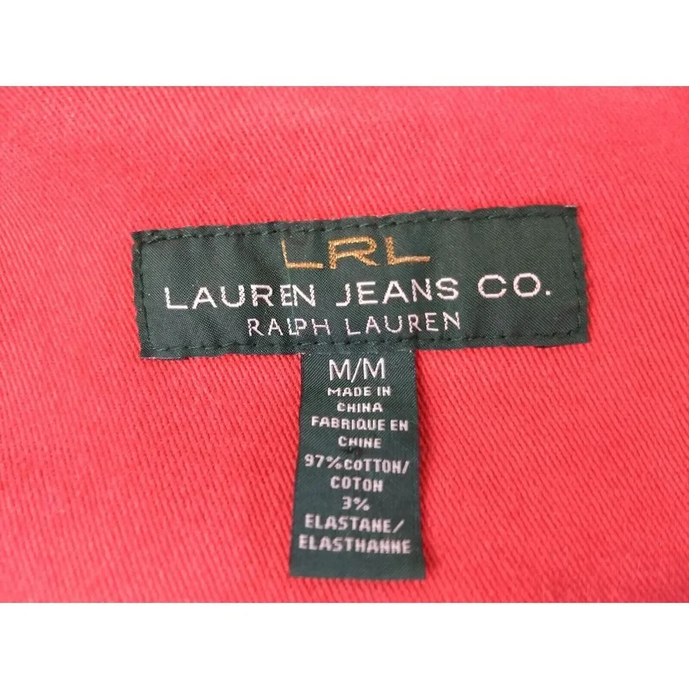 Ralph Lauren Jeans Co. Womens M Vintage Red Denim Jean Jacket Metal Logo Buttons - Picture 6 of 16